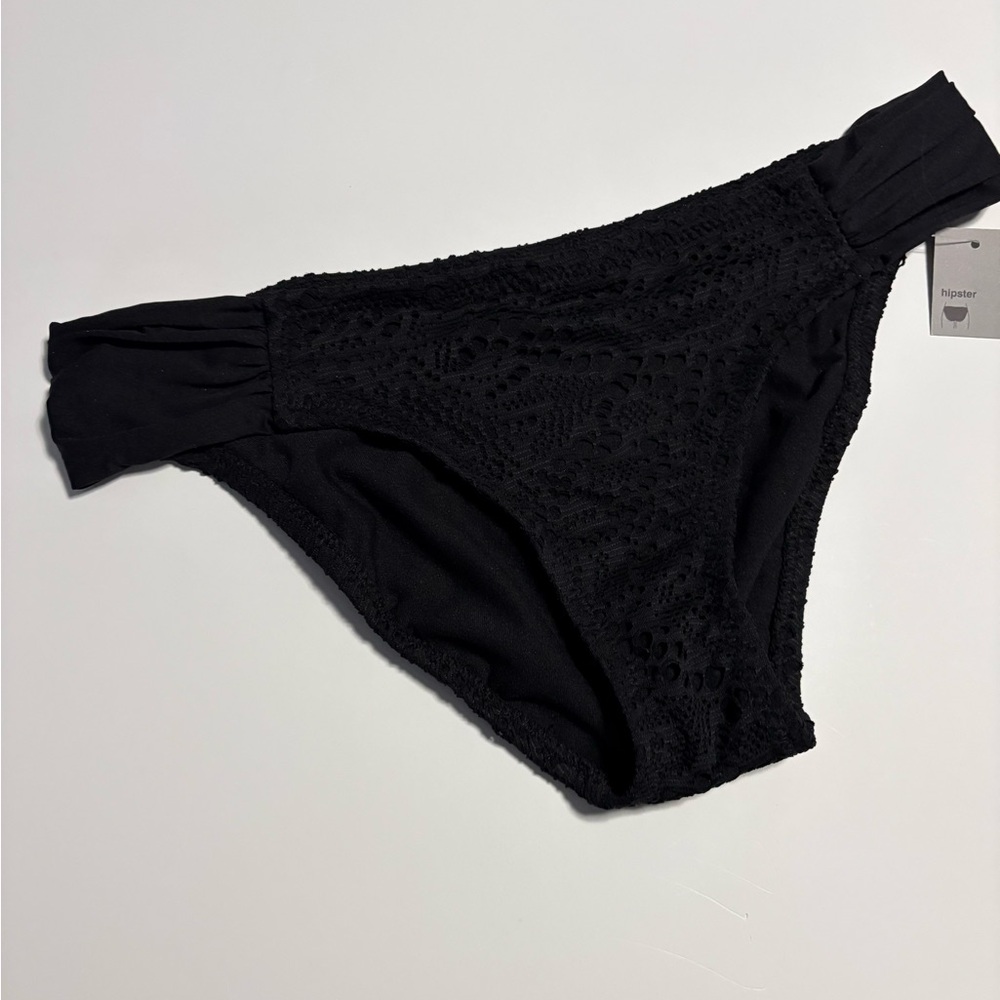 Mossimo black lace low rise hipster bikini bottom Large